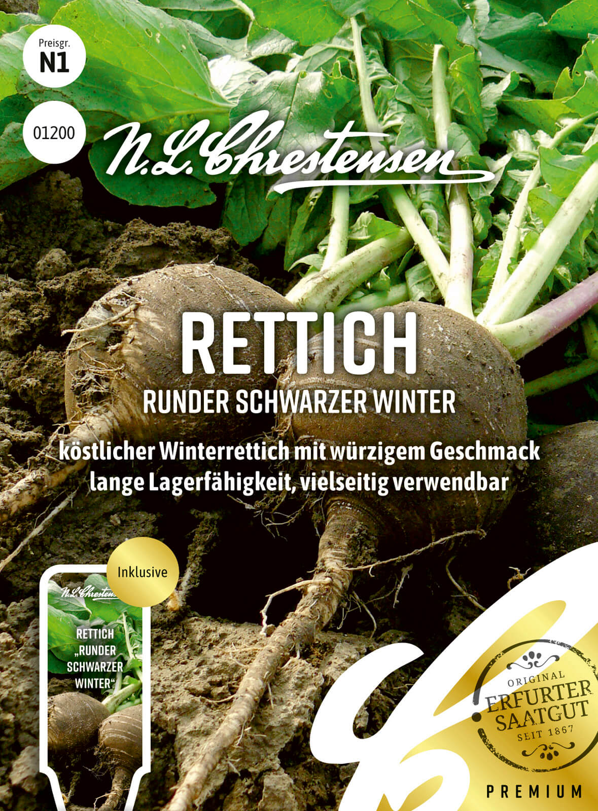 N.L Chrestensen Rettich Runder schwarzer Winter