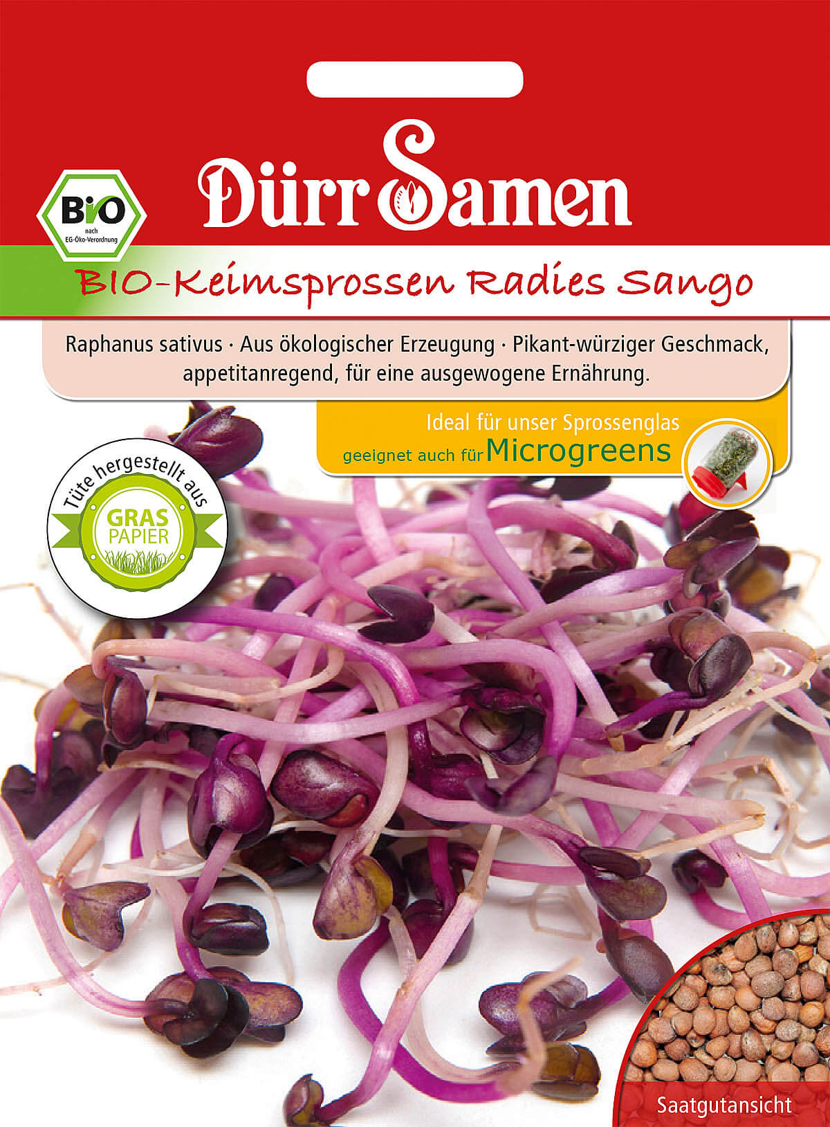 Dürr Samen BIO-Keimsprossen Radies Sango, 30g