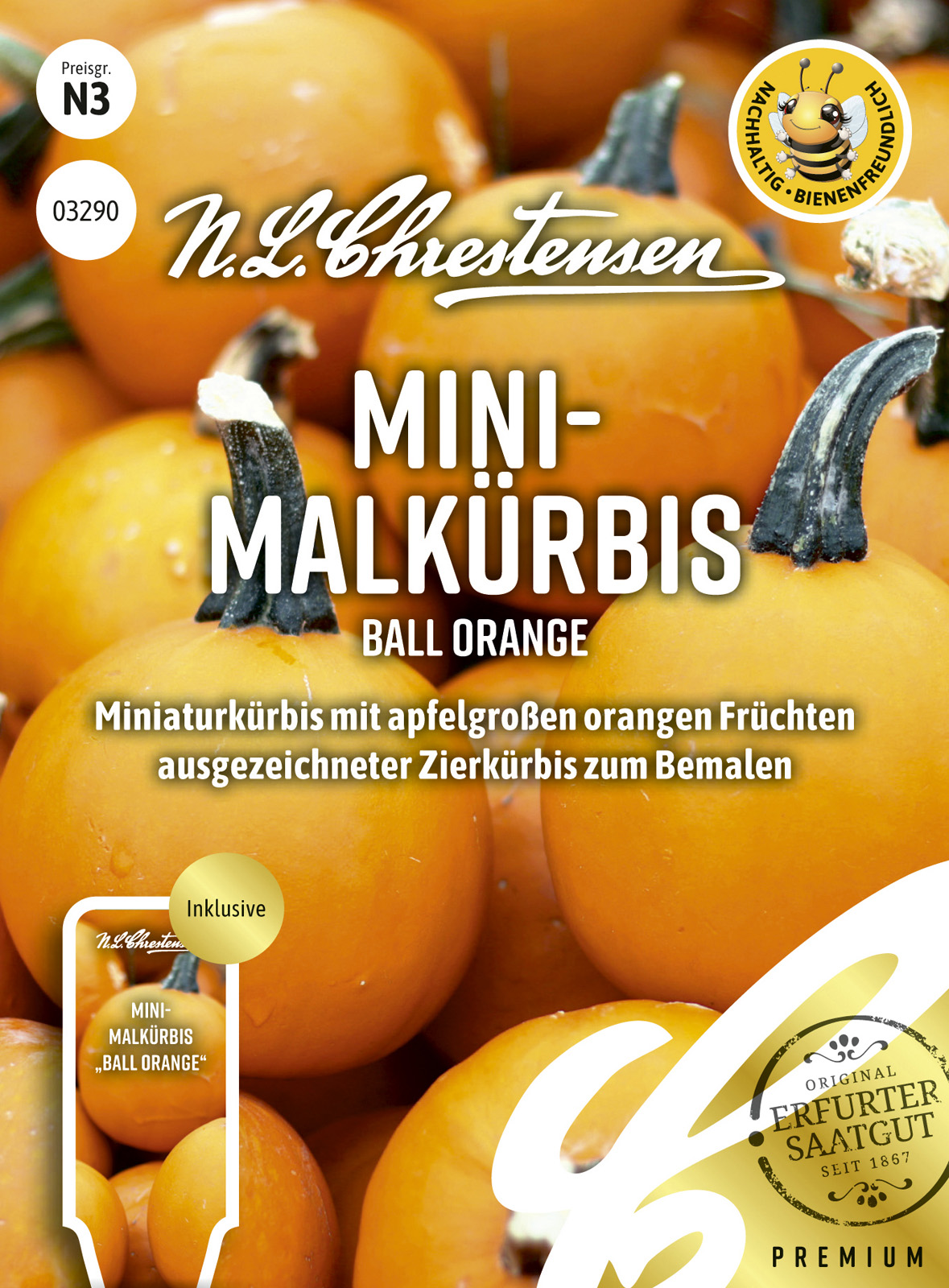 N.L Chrestensen Mini-Malkürbis Ball Orange