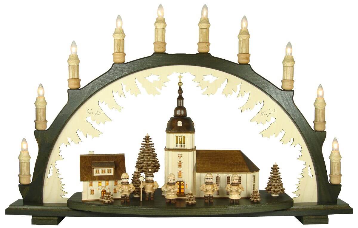 Schwibbogen 10-flg. Dorfkirche Echt Erzgebirge 41115-d-n